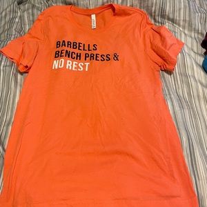 Barbells Bench press and No Rest Tee-Coral-Large